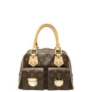 Louis Vuitton Monogram Manhattan PM Handbag M40026 Brown Leather Women's LOUI...